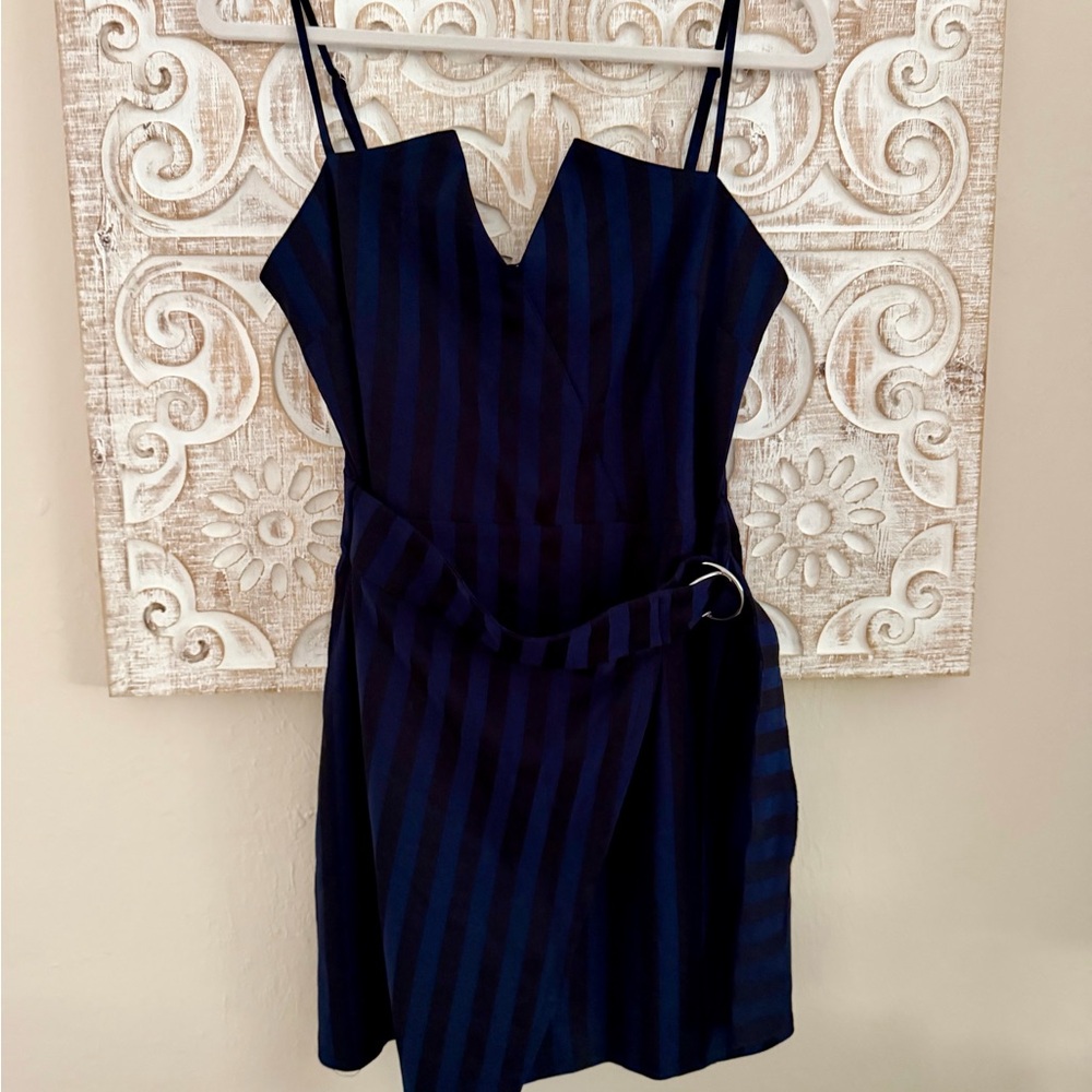 Lovers + Friends Navy and Black Striped Mini Dress